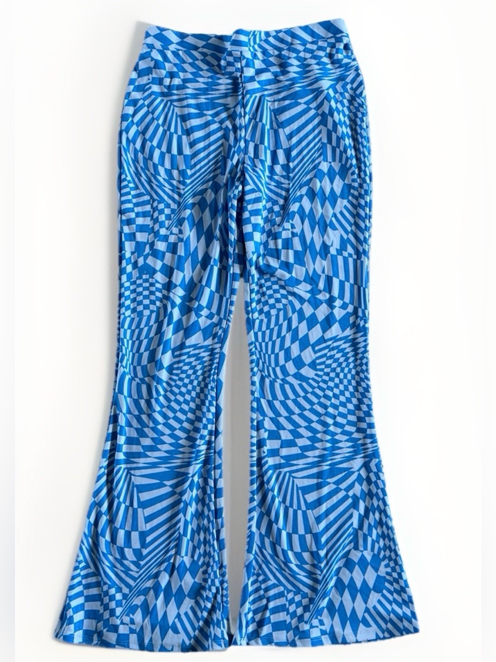 Wild Fable Blue & White Optical Print Flare Pants Size Medium